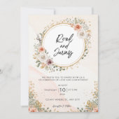 Weiße rustikale Wasserfarbenblütenhochzeit Einladung (Vorderseite)