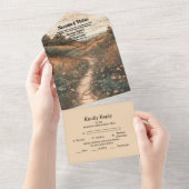 Weiße Rustikale Wildblume Wiesen Hochzeit All In One Einladung (Abreißen)