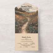 Weiße Rustikale Wildblume Wiesen Hochzeit All In One Einladung (Innen Boden)