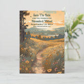 Weiße Rustikale Wildblume Wiesen Hochzeit Save The Date (Stehend Vorderseite)