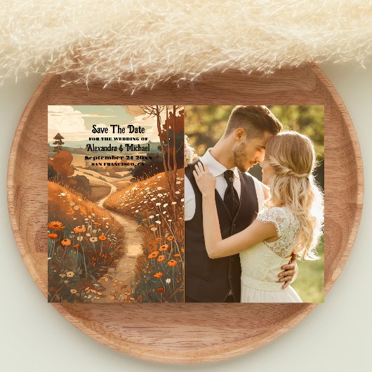 Weiße Rustikale Wildblume Wiesen Hochzeit Save The Date