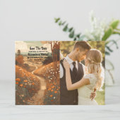 Weiße Rustikale Wildblume Wiesen Hochzeit Save The Date (Stehend Vorderseite)