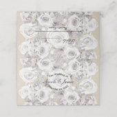 Weiße rustikale Winter-Rose Hochzeitstisch Platzkarte (Außenseite Aufgefaltet)