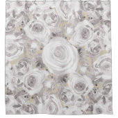Weiße rustikale Winter-Rose Shabby Chic Kraft Duschvorhang (Vorderseite)