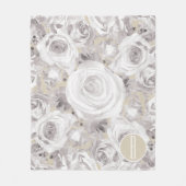 Weiße rustikale Winter-Rose Shabby Chic Kraft Fleecedecke (Vorderseite)