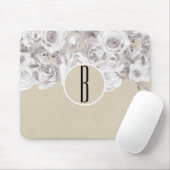 Weiße rustikale Winter-Rose Shabby Chic Kraft Mousepad (Mit Mouse)