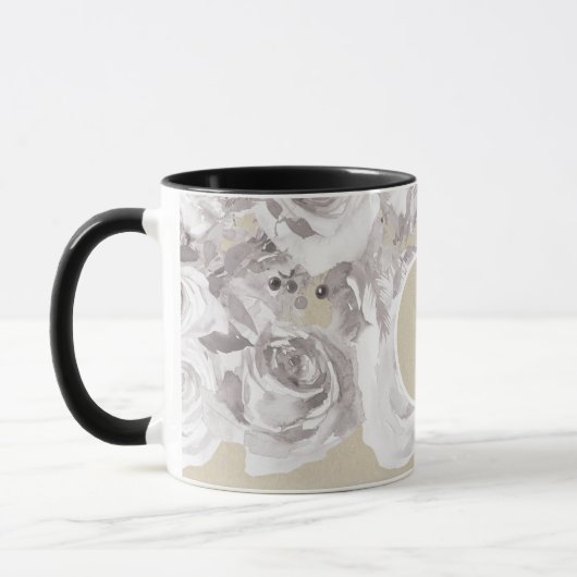 Weiße rustikale Winter-Rose Shabby Chic Kraft Tasse (Links)