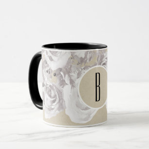 Weiße Rustikale Winterrosen Shabby Chic Kraft Tasse