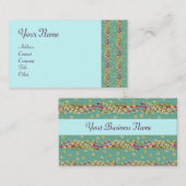 WEISSE SAATEN, hellblau-gelb-grün, lila Visitenkarte (Vorne/Hinten)