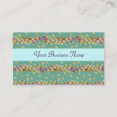 WEISSE SAATEN, hellblau-gelb-grün, lila Visitenkarte (Rückseite)