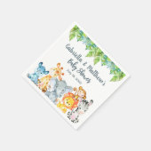 Weiße Safaritiere Babydusche Servietten. Serviette (Ecke)