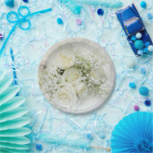 Weiße SahneRosen, Atem-Blumen des Babys Pappteller (Party)