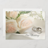 Weiße SahneRosen und Ringe, die Einladung Wedding (Vorne/Hinten)