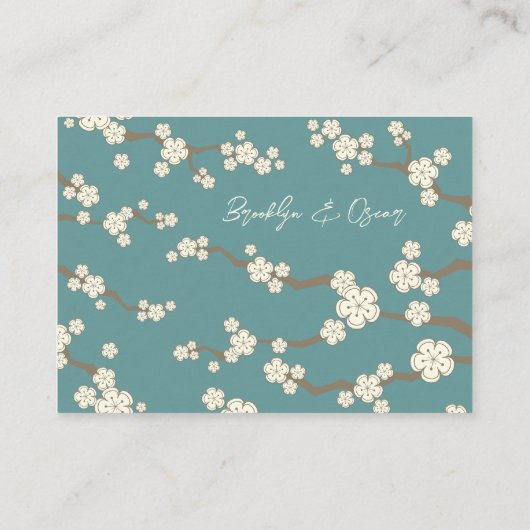 Weiße Sakura Blume Kirschblüten Chic Hochzeit Platzkarte (Rückseite)