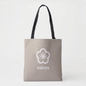 Weiße Sakura-Blüte - Taupe-Beige Tasche (Vorderseite)