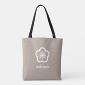 Weiße Sakura-Blüte - Taupe-Beige Tasche (Rückseite)