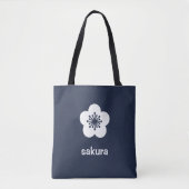 Weiße Sakura-Blüten-Silhouette - Navy Tasche (Vorderseite)