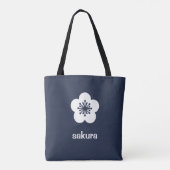 Weiße Sakura-Blüten-Silhouette - Navy Tasche (Rückseite)