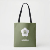 Weiße Sakura-Blüten-Silhouette - Olive Tasche (Vorderseite)
