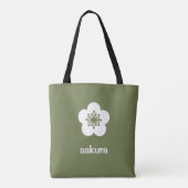 Weiße Sakura-Blüten-Silhouette - Olive Tasche (Rückseite)