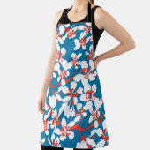 Weiße Sakura, klassisch blaues Hintergrundmuster. Schürze (InSitu)