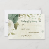 Weiße Salbei-Blume-Hochzeit RSVP Karte (Vorderseite)