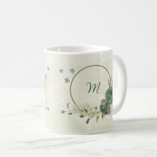 Weiße Salbei-Blume Kaffeetasse (VorderseiteRechts)