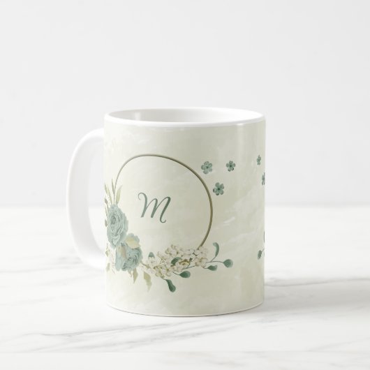 Weiße Salbei-Blume Kaffeetasse (Vorderseite Links)