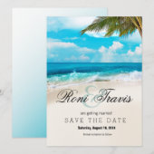 Weiße Sandstrand Palmenbaum Save the Date (Vorne/Hinten)