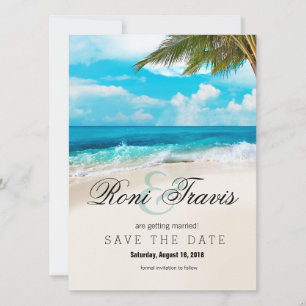 Weiße Sandstrand Palmenbaum Save the Date