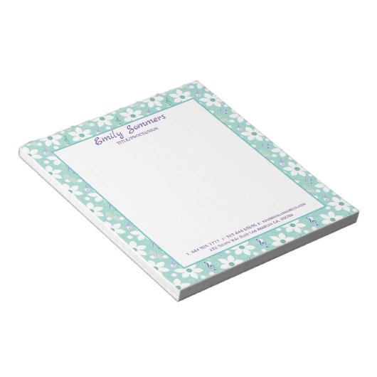 Weiße sanfte Blume Notizblock (angewinkelt)