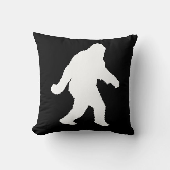 Weiße Sasquatch-Silhouette für dunkle Hintergründe Kissen (Vorderseite)