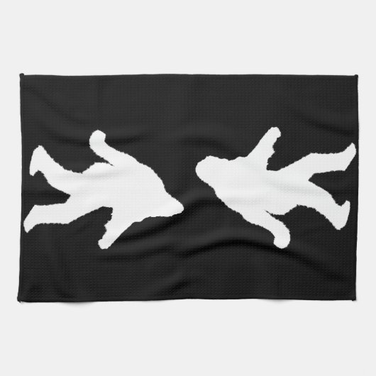 Weiße Sasquatch-Silhouette für dunkle Hintergründe Küchentuch (Horizontal)