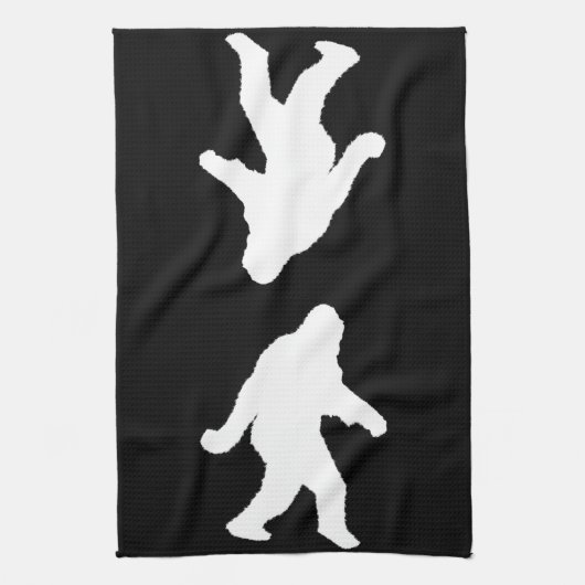 Weiße Sasquatch-Silhouette für dunkle Hintergründe Küchentuch (Vertikal)