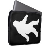 Weiße Sasquatch-Silhouette für dunkle Hintergründe Laptopschutzhülle (Vorne Rechts)