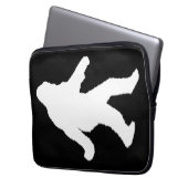 Weiße Sasquatch-Silhouette für dunkle Hintergründe Laptopschutzhülle (Vorderseite Links)