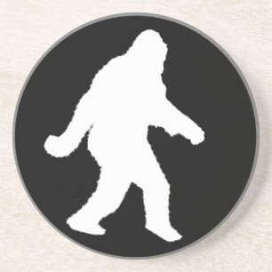 Weiße Sasquatch-Silhouette für dunkle Hintergründe Sandstein Untersetzer