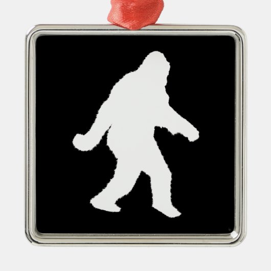 Weiße Sasquatch-Silhouette für dunkle Hintergründe Silbernes Ornament (Vorne)