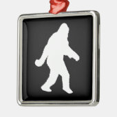 Weiße Sasquatch-Silhouette für dunkle Hintergründe Silbernes Ornament (Links)