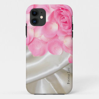 Weiße Satin-Blätter und rosa Rosen Case-Mate iPhone Hülle