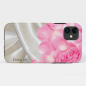 Weiße Satin-Blätter und rosa Rosen Case-Mate iPhone Hülle (Rückseite (Horizontal))