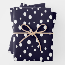 Weiße Satin mit Punkten im Schnee-Muster Geschenkpapier Set