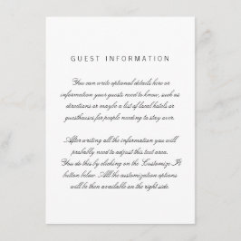 Weiße saubere elegante Einsteckkarte für Hochzeite Begleitkarte