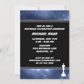 Weiße Schachpartien und Weltraumgalaxie Geburtstag Einladung (Rückseite)