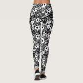 Weiße Schädel auf schwarz Leggings (Rückseite)