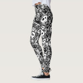 Weiße Schädel auf schwarz Leggings (Links)