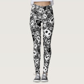 Weiße Schädel auf schwarz Leggings (Vorderseite)