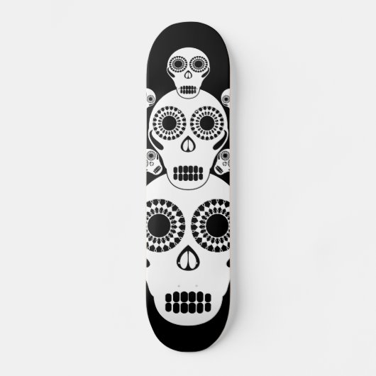 Weiße Schädel Schwarz Skateboard (Vorderseite)
