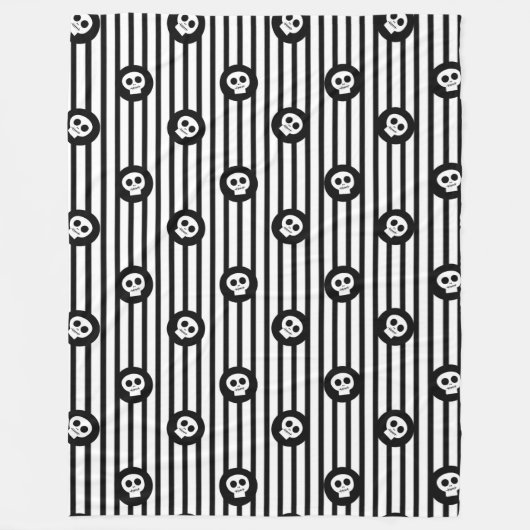 Weiße Schädel Schwarzer & Weißer Schädel Fleecedecke (Vorderseite)