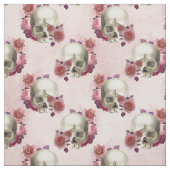 Weiße Schädel und rosa Blüten Stoff (Muster)